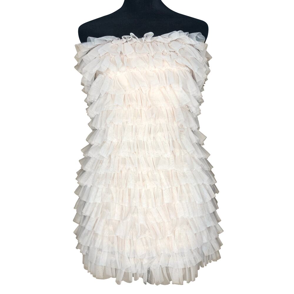 Haute Hippie Cream Tiered Ruffle Dress - Size Small - Picture 3 of 13